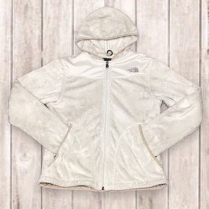 The North Face Full Zip Hoodie Teddy Bear Fleece Beige Cream Size Medium